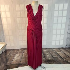 Tadashi Shoji Crimson Pleated Maxi Dress